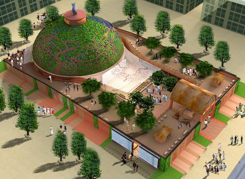 An artist's rendition of the India Pavilion for the 2010 World Expo.