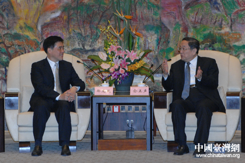 上海市委书记俞正声会见台北市长郝龙斌(图)