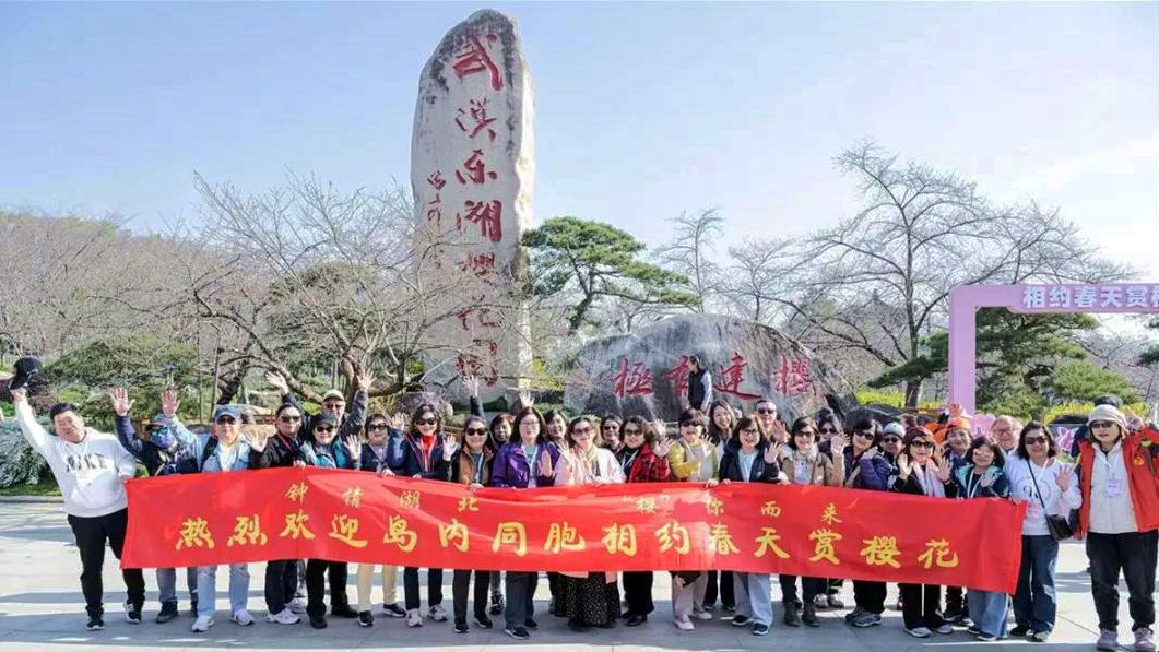 台湾旅游从业者“打卡”东湖樱花园